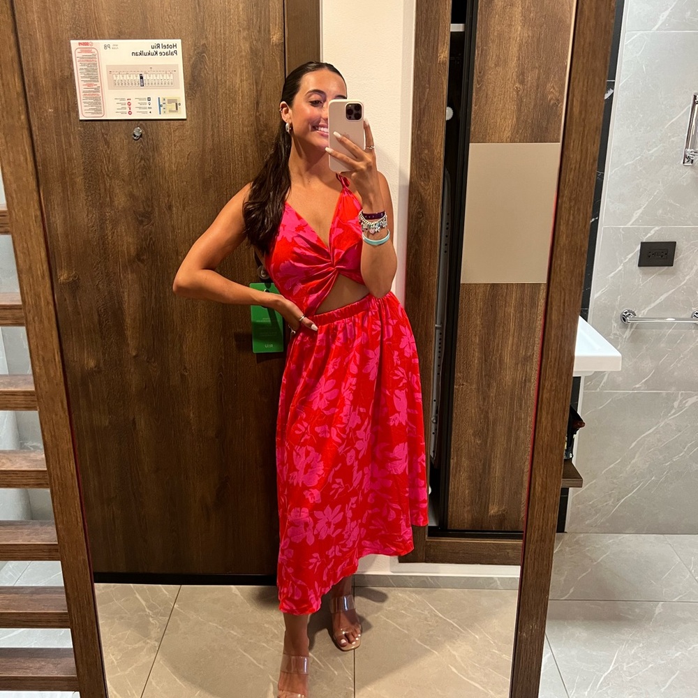 Pink & Red Floral Dress
